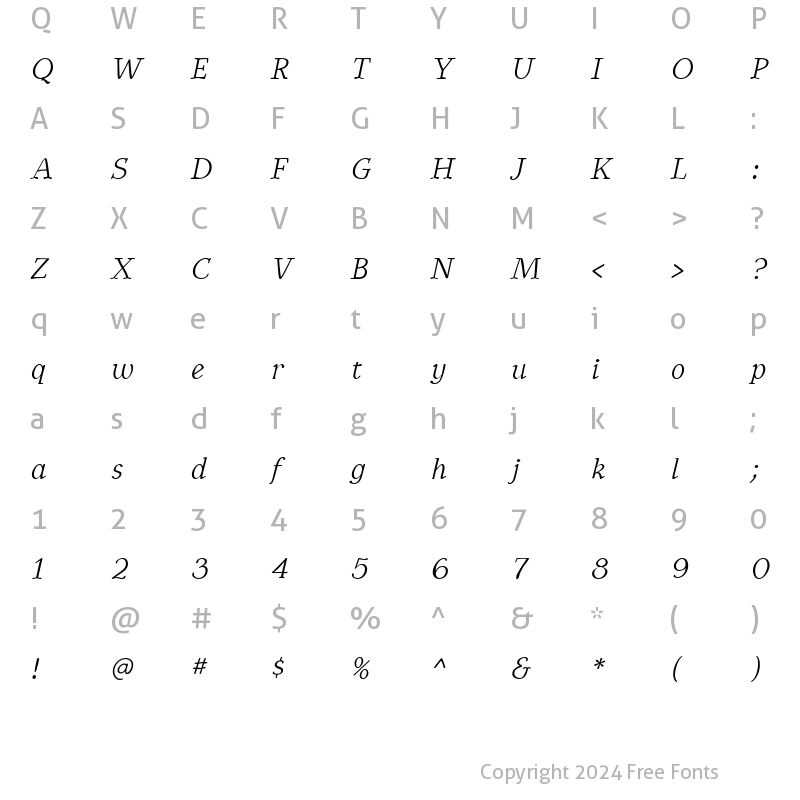 Character Map of Youbee Italic