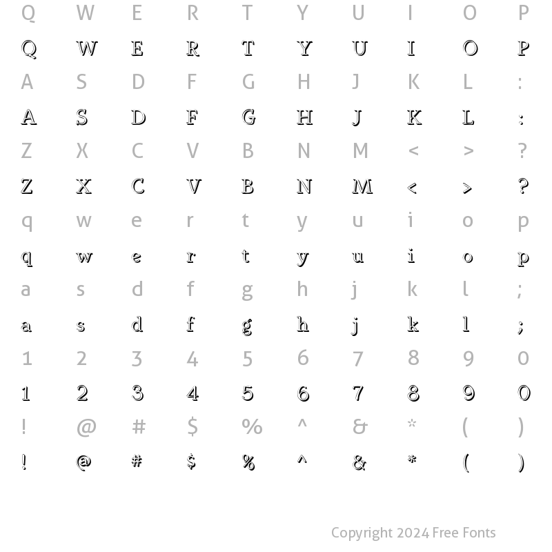 Character Map of YoubeeShadow Regular