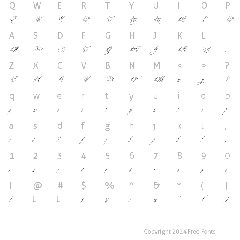 Character Map of Young Baroque Plain Regular