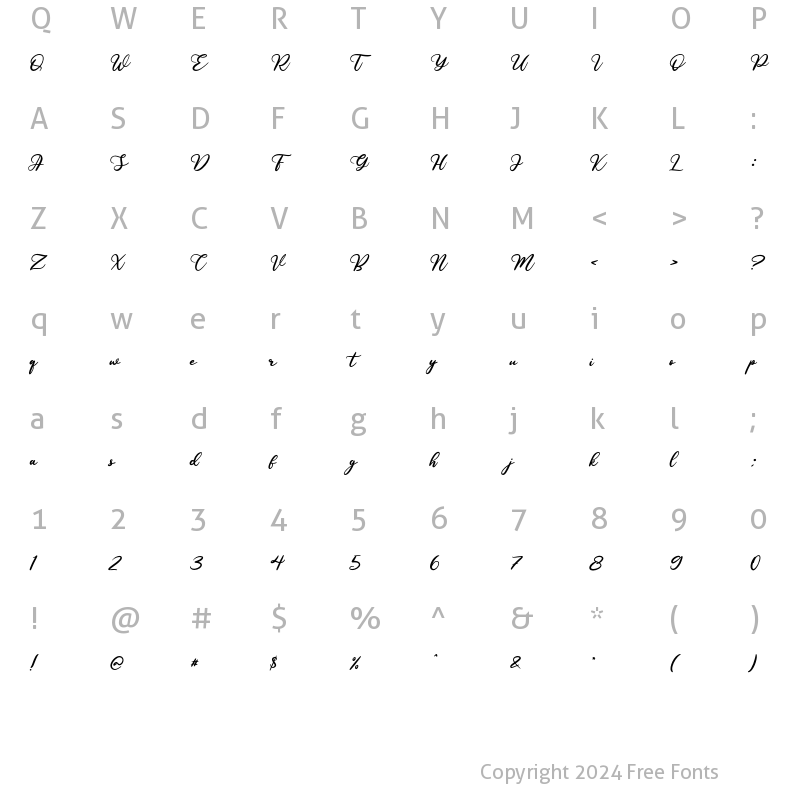 Character Map of Younglines Regular