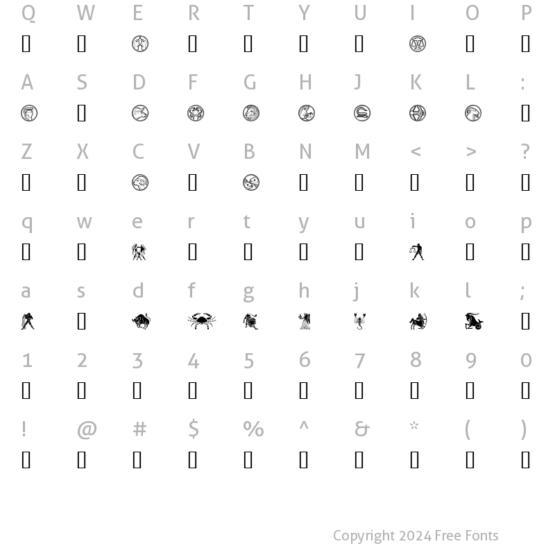 Character Map of Your Sign Regular