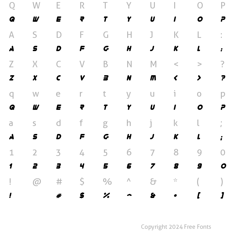 Character Map of You're Gone Italic