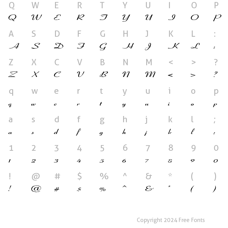 Character Map of Yours 5 Regular