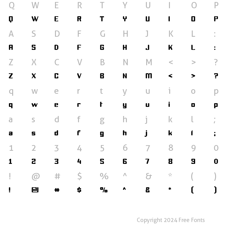 Character Map of Youthanasia Regular