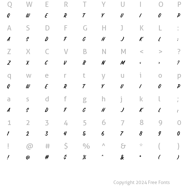 Character Map of Youther Caps Regular