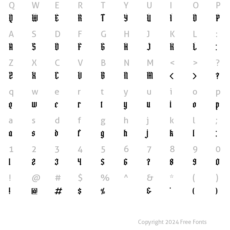 Character Map of Yugitoy Regular