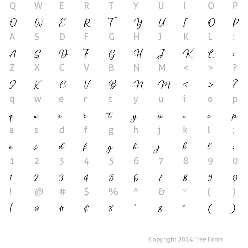 Character Map of Yukikato Regular