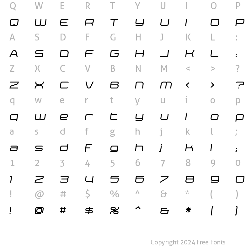 Character Map of Yumi Oblique Bold