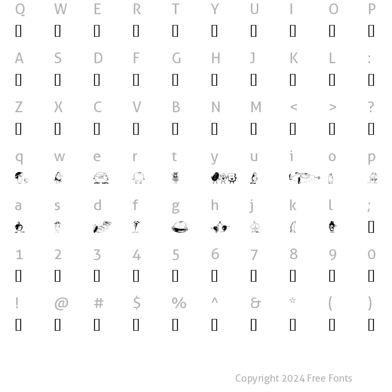 Character Map of Yummi Regular