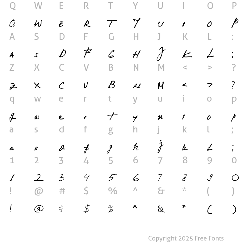 Character Map of Yuqato Handwriting Regular