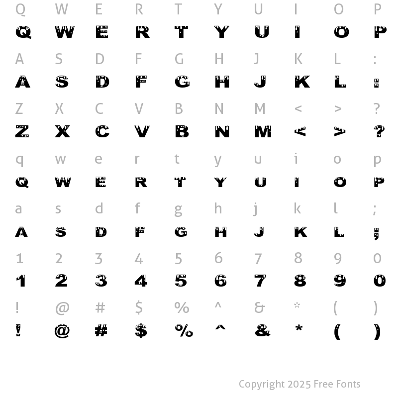 Character Map of Yurine Overflow Regular