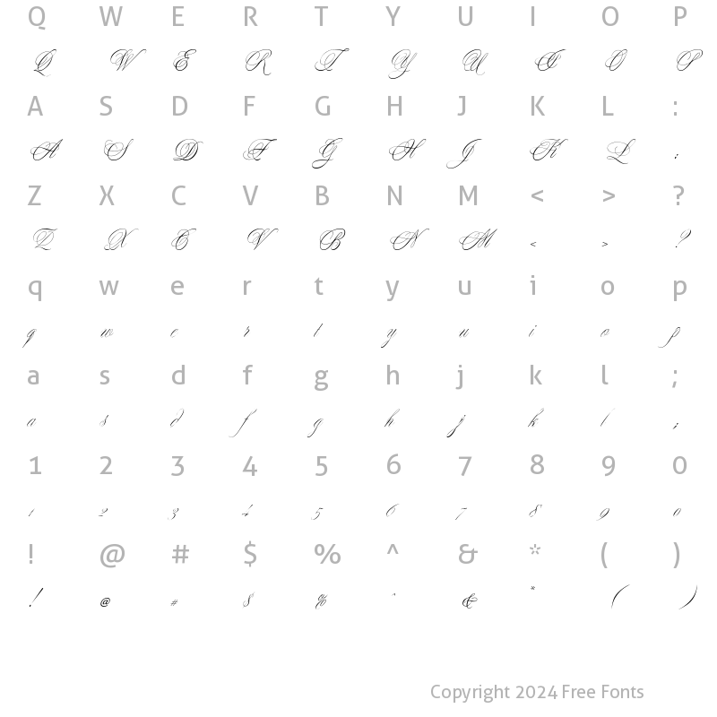 Character Map of Yvette Regular