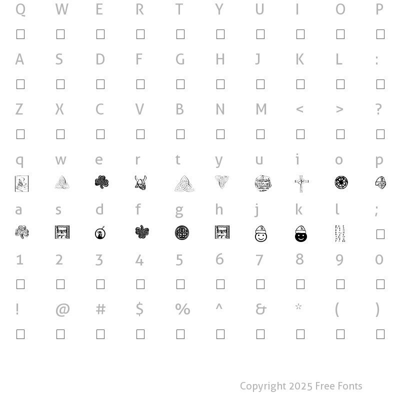 Character Map of YY Norseman Dingbats Regular