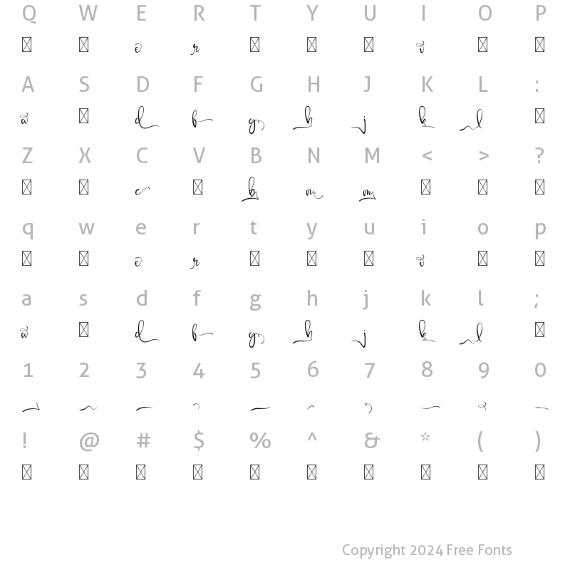 Character Map of Zabarjad Stylisticset