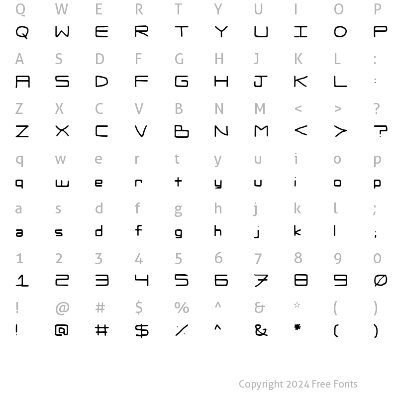 Character Map of Zaboodla Regular