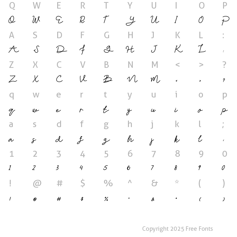 Character Map of Zakilla Bold