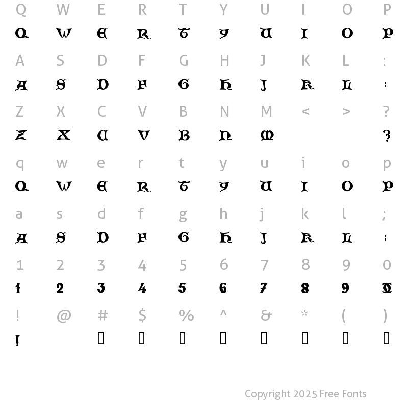 Character Map of Zamolxis  V Regular