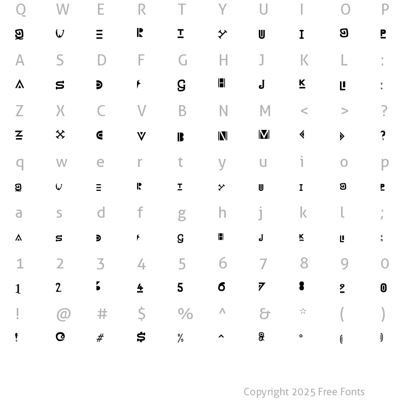 Character Map of Zany Whatever It Means Regular