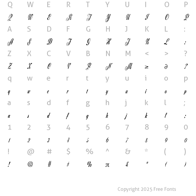 Character Map of Zanzibar DB Medium