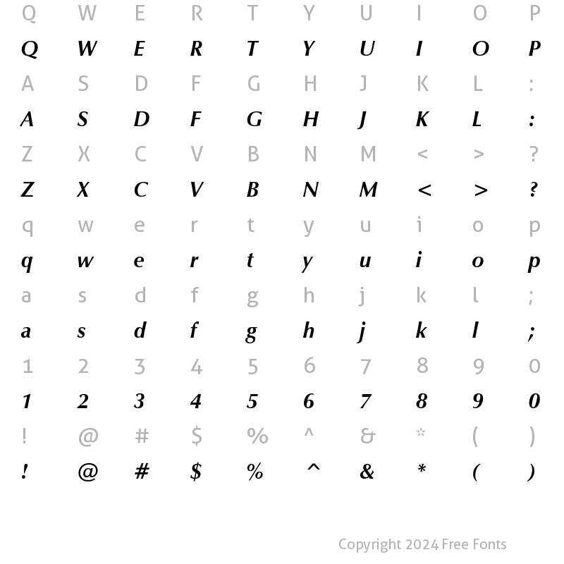 Character Map of Zap Bold Italic Zap Bold Italic