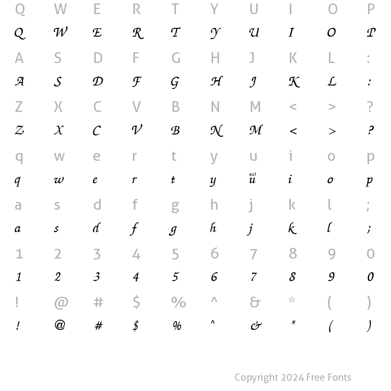 Character Map of Zap Chance Regular