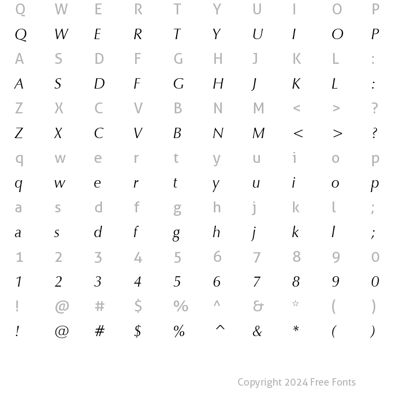 Character Map of Zap Italic Zap Italic