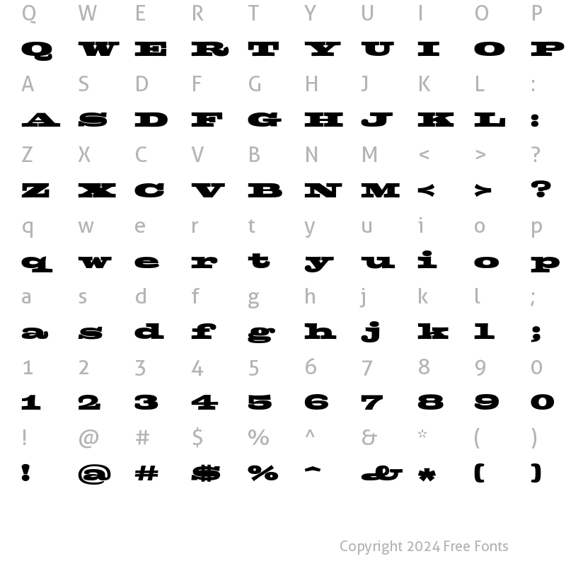 Character Map of Zapata Black Regular