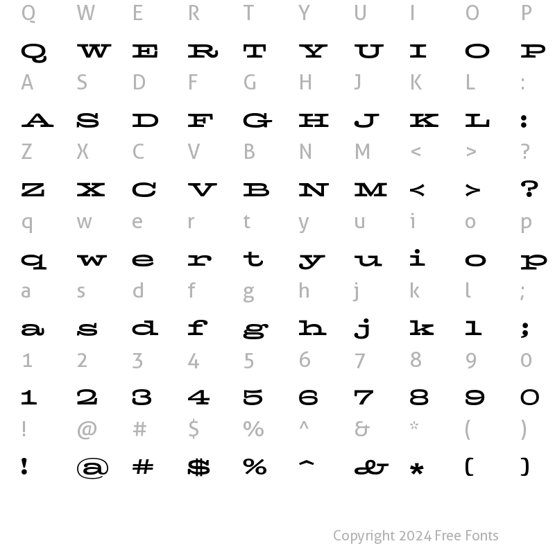 Character Map of Zapata Light Regular