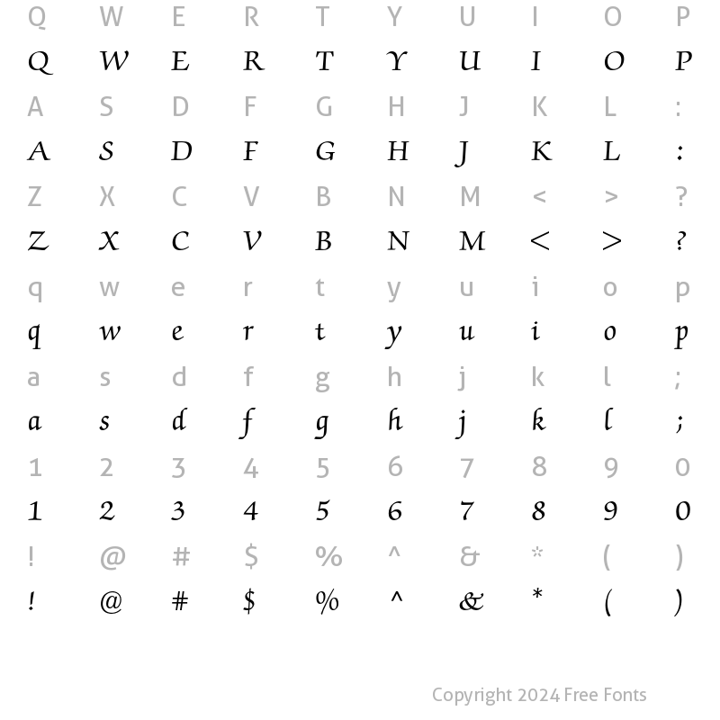 Character Map of Zapf Chancery BQ Regular