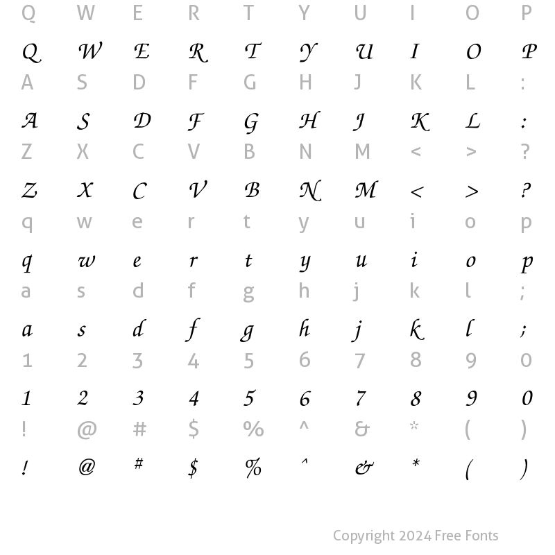 Character Map of Zapf Chancery Medium Italic