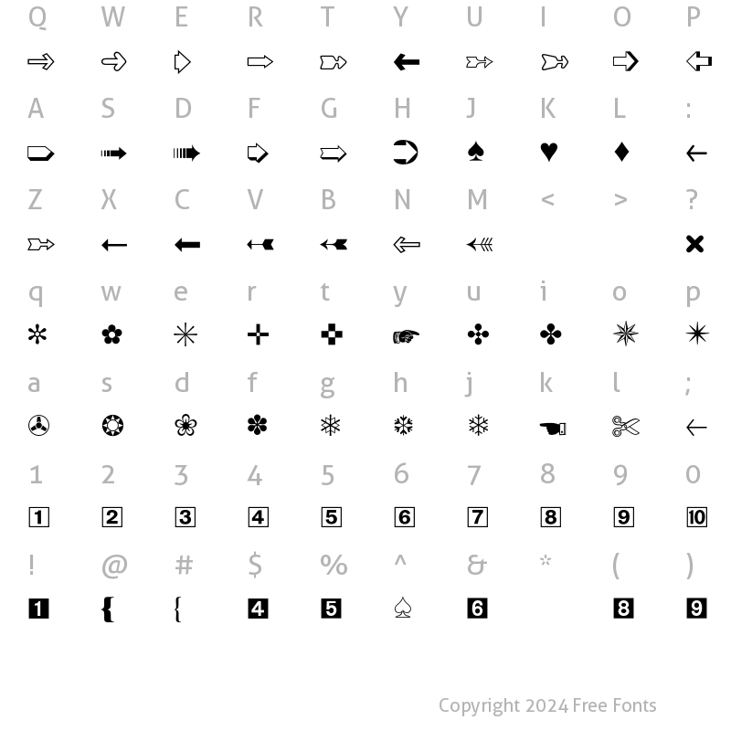 Character Map of Zapf Dingbats Three Hundred BQ Regular