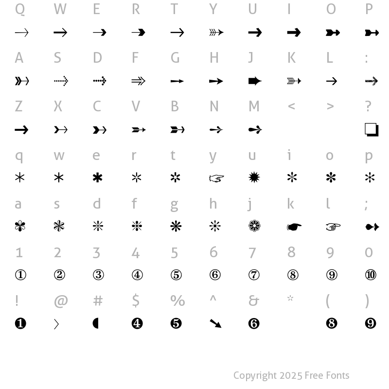 Character Map of Zapf Dingbats Two Hundred BQ Regular