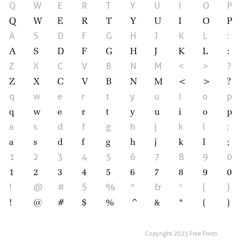 Character Map of Zapf Elliptical 711 Regular