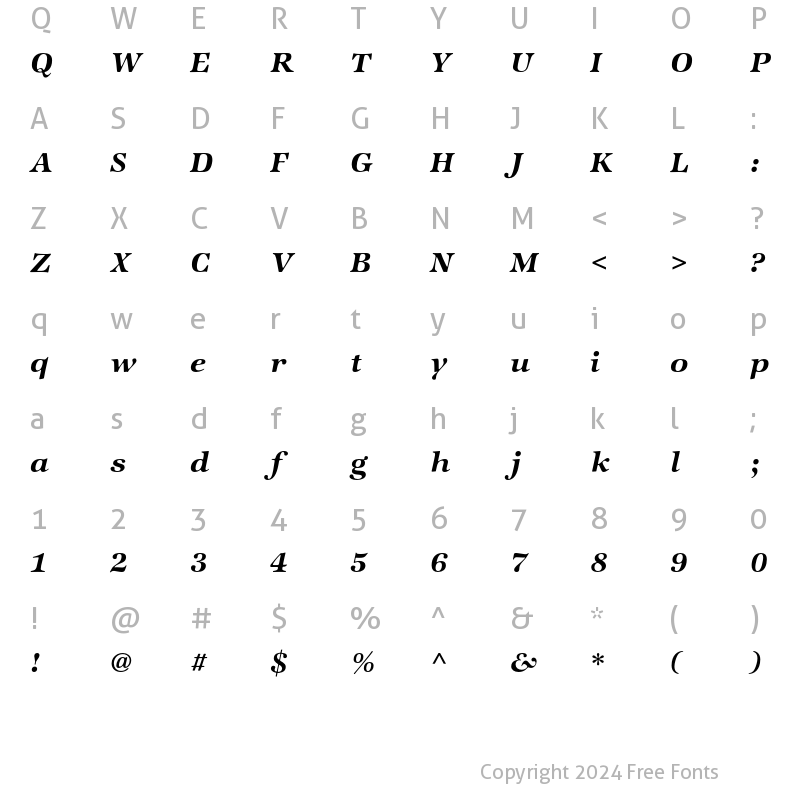 Character Map of Zapf Intl ITC Std DemiIta