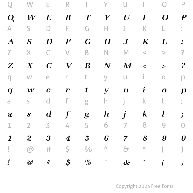 Character Map of Zapf Italic