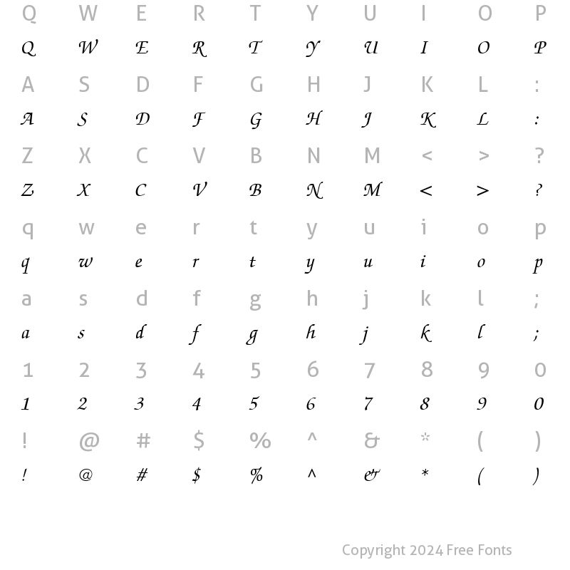 Character Map of ZapfChancery CE Regular