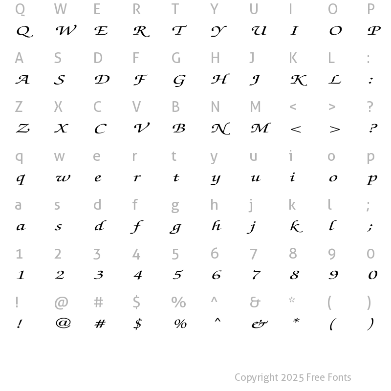 Character Map of ZapfChancery-MediumItalic Ex Regular