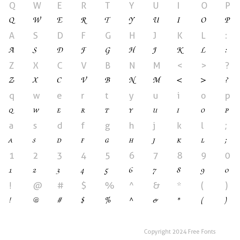 Character Map of ZapfChancery SC Regular