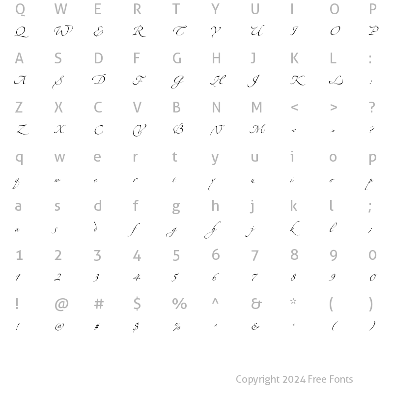 Character Map of Zapfino Extra LT Two