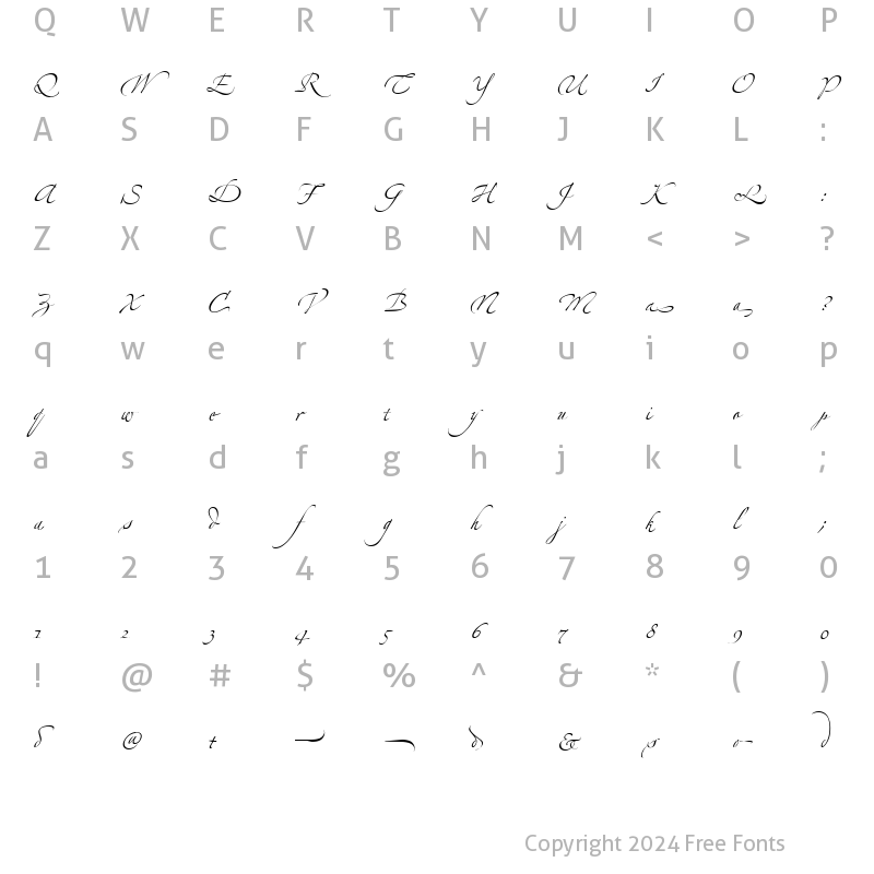 Character Map of Zapfino Linotype Four Regular