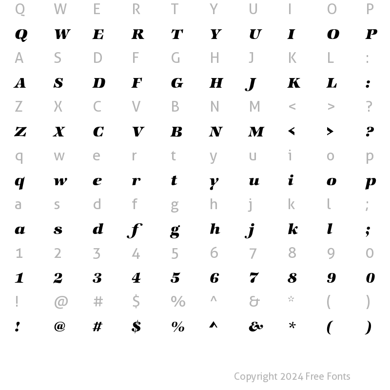 Character Map of ZapfInternationalEF-HeavyIta Regular