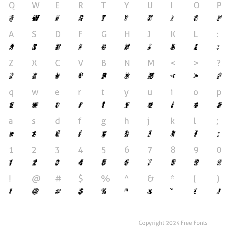 Character Map of Zapped Regular