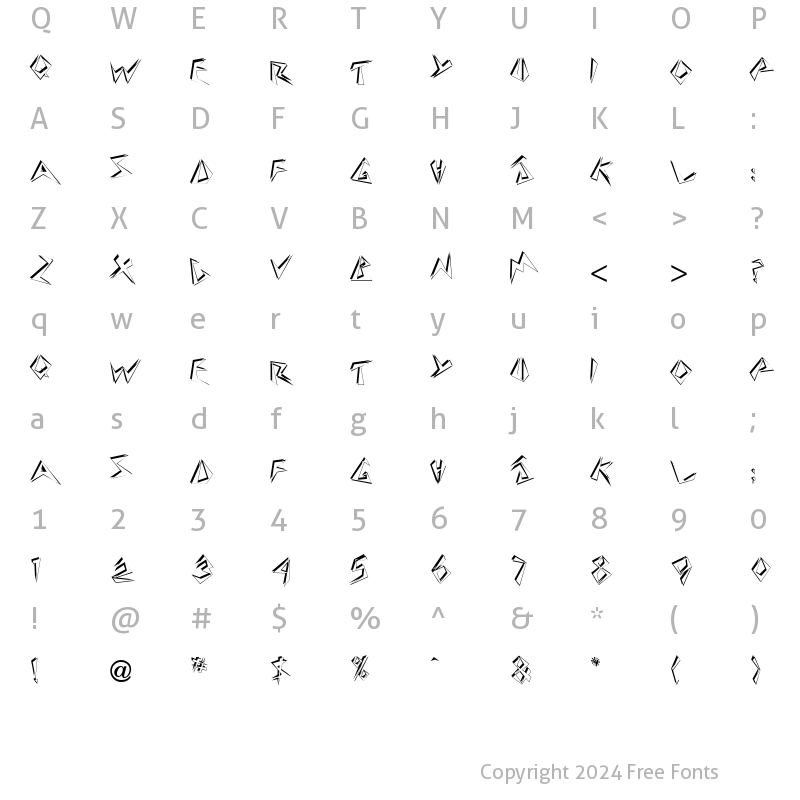 Character Map of Zapper Regular