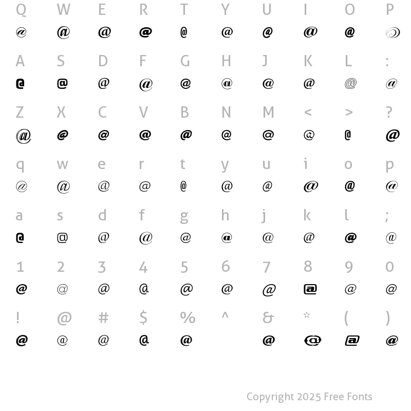Character Map of ZappingNetEF Regular
