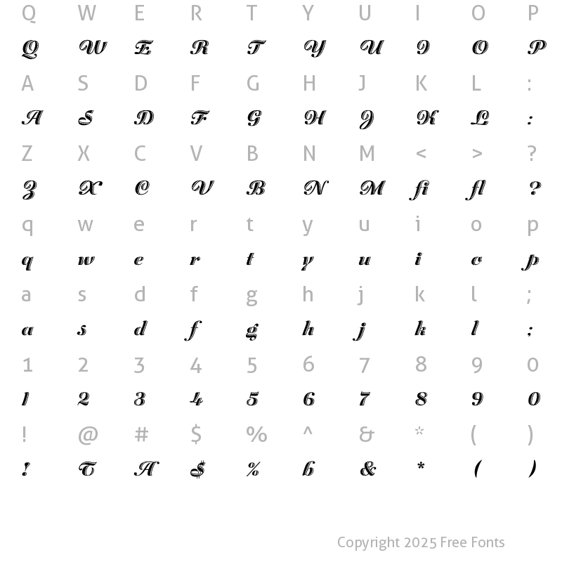 Character Map of Zaragoza LET Plain