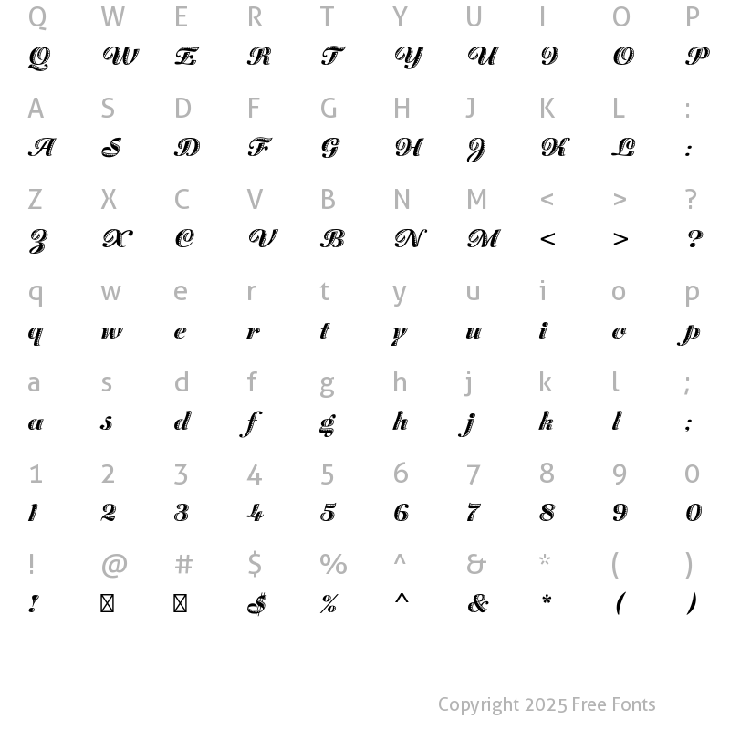 Character Map of Zaragoza Std Regular