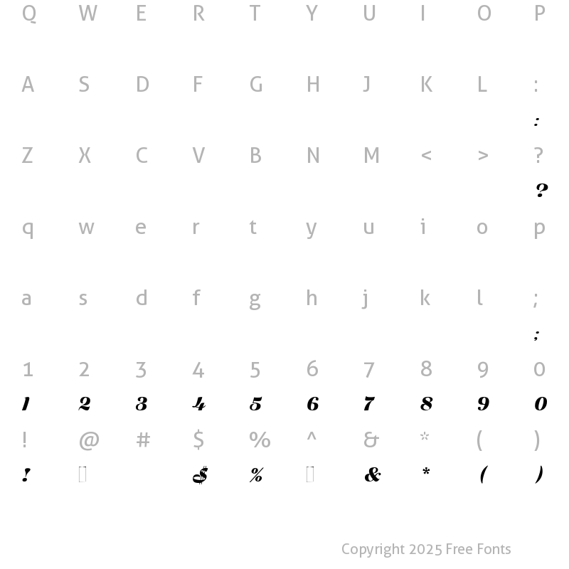 Character Map of ZaragozaC Regular