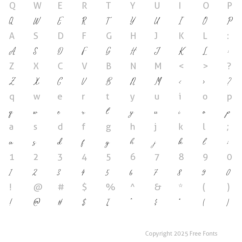 Character Map of Zarkafi Regular