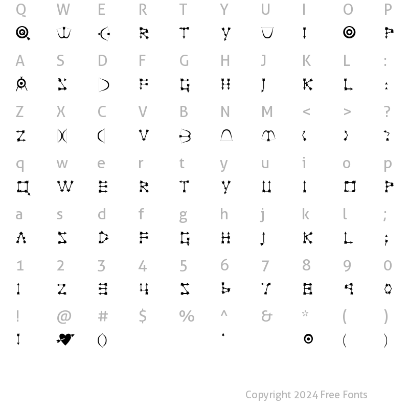 Character Map of Zarrow Regular