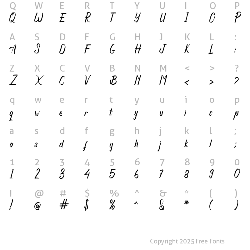 Character Map of Zawjaty Regular